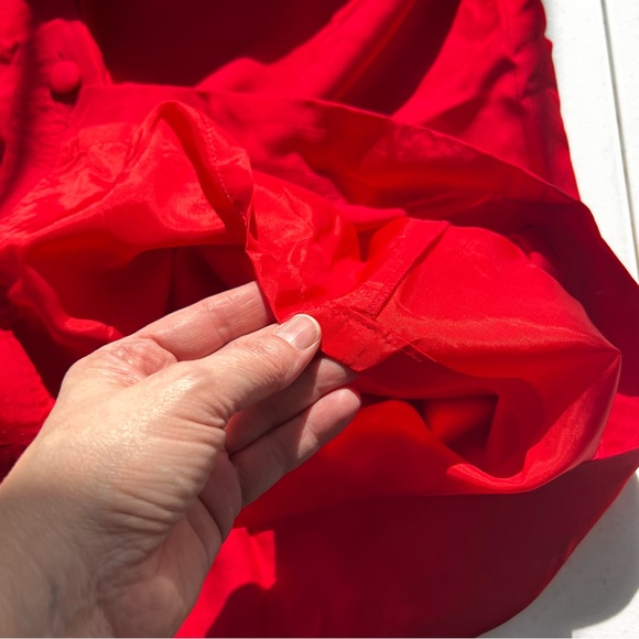 New MariAnna Red 100% Silk Utility Shirt Dress Lined Vintage 90s Quiet Luxury 14 - Picture 7 of 9